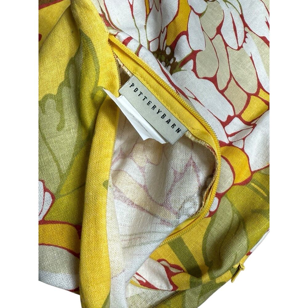 Pottery Barn Butterfly Garden Pillow Cover Yellow Linen Cotton Floral 24x24 NEW - Picture 6 of 8